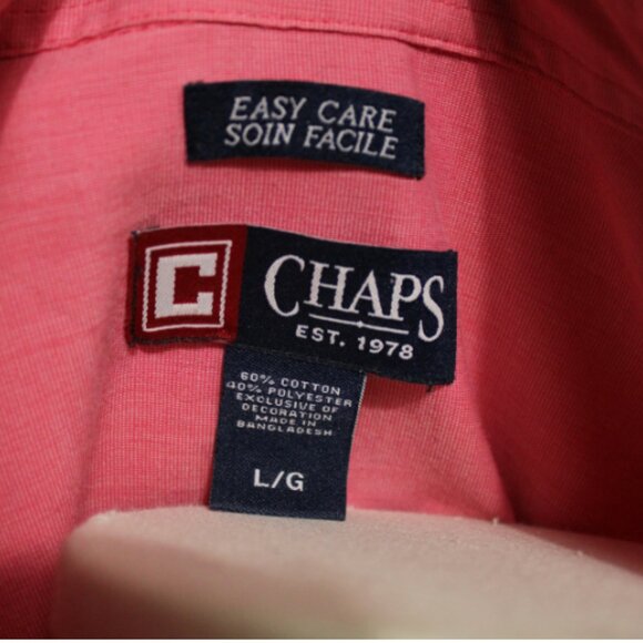 CHAPS Ralph Lauren SZ L Men's Coral Long Sleeve Button Down Shirt - Picture 5 of 8